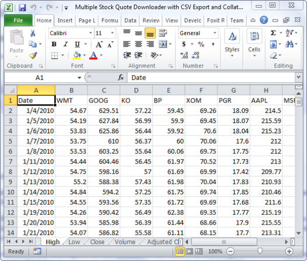 Multiple Stock Quote Downloader for Excel